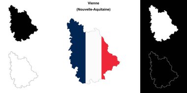 Vienne department outline map set clipart