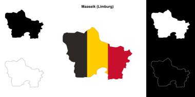 Maaseik arrondissement outline map set clipart