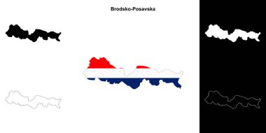 Brodsko-Posavska county outline map set clipart