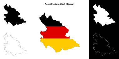 Aschaffenburg Stadt (Bayern) blank outline map set clipart