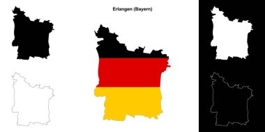 Erlangen (Bayern) blank outline map set clipart