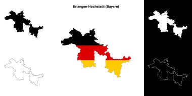 Erlangen-Hochstadt (Bayern) blank outline map set clipart