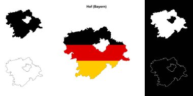 Hof (Bayern) blank outline map set clipart