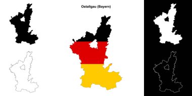 Ostallgau (Bayern) blank outline map set