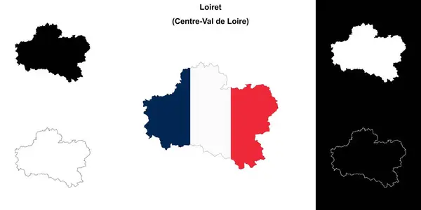 stock vector Loiret department outline map set