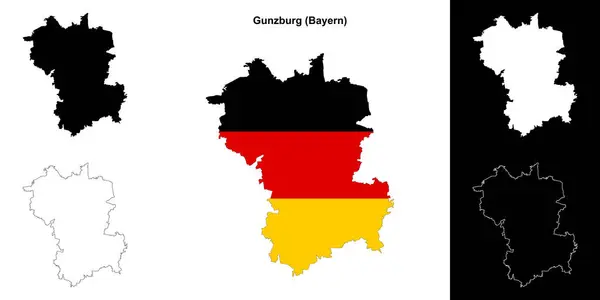 stock vector Gunzburg (Bayern) blank outline map set