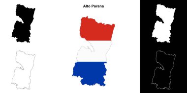 Alto Parana department outline map set