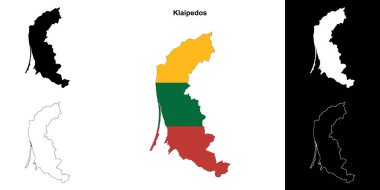 Klaipedos county outline map set clipart