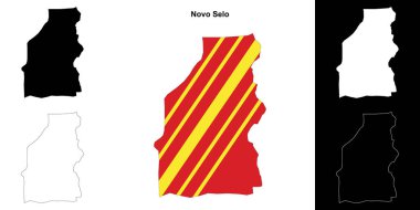 Novo Selo municipality outline map set clipart