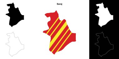 Saraj municipality outline map set clipart