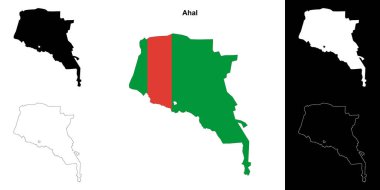 Ahal region outline map set clipart