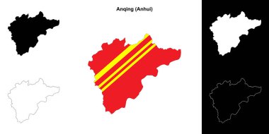 Anqing blank outline map set clipart