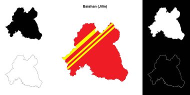 Baishan blank outline map set clipart