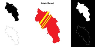 Baiyin blank outline map set clipart