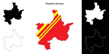 Chenzhou blank outline map set clipart