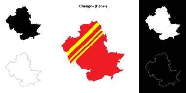 Chengde blank outline map set clipart