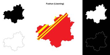 Fushun blank outline map set clipart