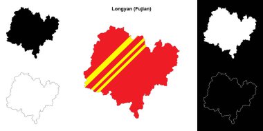 Longyan blank outline map set clipart