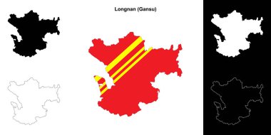 Longnan blank outline map set clipart