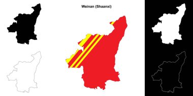 Weinan blank outline map set clipart