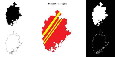 Zhangzhou blank outline map set clipart