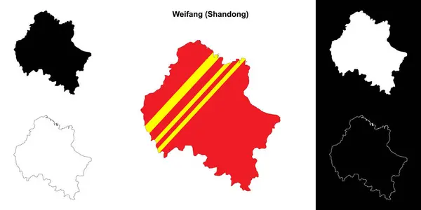 stock vector Weifang blank outline map set