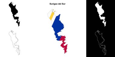 Surigao del Sur province outline map set clipart