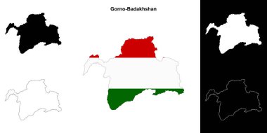 Gorno-Badakhshan region outline map set clipart