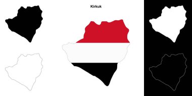 Kirkuk governorate outline map set clipart