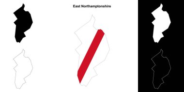 East Northamptonshire blank outline map set clipart