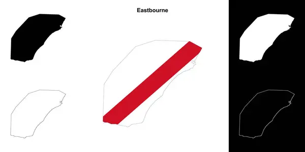 stock vector Eastbourne blank outline map set