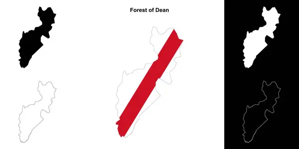 stock vector Forest of Dean blank outline map set