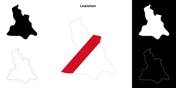 stock vector Lewisham blank outline map set