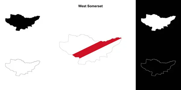 stock vector West Somerset blank outline map set