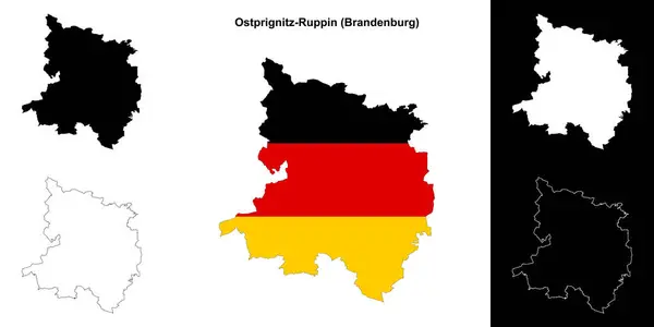 stock vector Ostprignitz-Ruppin (Brandenburg) blank outline map set