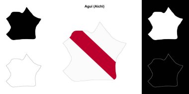 Agui (Aichi) outline map set clipart