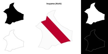 Inuyama (Aichi) outline map set clipart