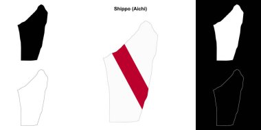 Shippo (Aichi) outline map set clipart