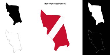 Herlev municipality outline map set clipart