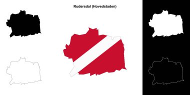 Rudersdal municipality outline map set clipart