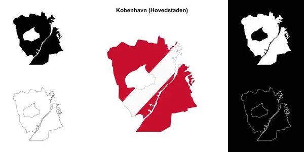 stock vector Kobenhavn municipality outline map set