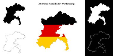 Alb-Donau-Kreis (Baden-Wurttenberg) boş ana hat haritası seti