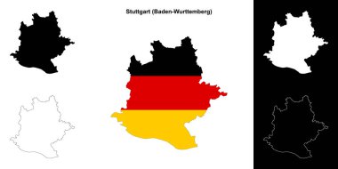 Stuttgart (Baden-Wurttenberg) blank outline map set clipart