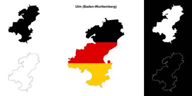 Ulm (Baden-Wurttenberg) blank outline map set clipart