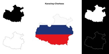 Karachay-Cherkess blank outline map set clipart