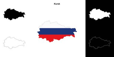 Kursk blank outline map set clipart