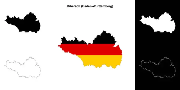 stock vector Biberach (Baden-Wurttenberg) blank outline map set