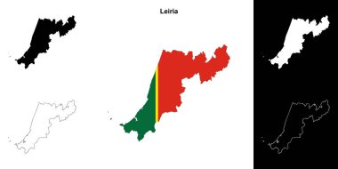 Leiria district outline map set clipart