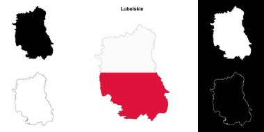 Lubelskie province outline map set clipart