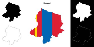 Hovsgol province outline map set clipart